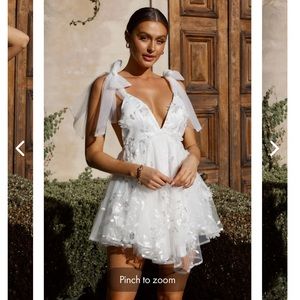 Selfie Leslie Chantilly Tied Shoulder Dress